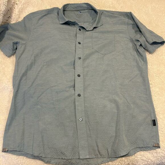 Kuhl Shirt‎ Blue Strip Button-Up Short Sleeve Eluxur Outdoor Mens Sz Lg - Picture 2 of 8